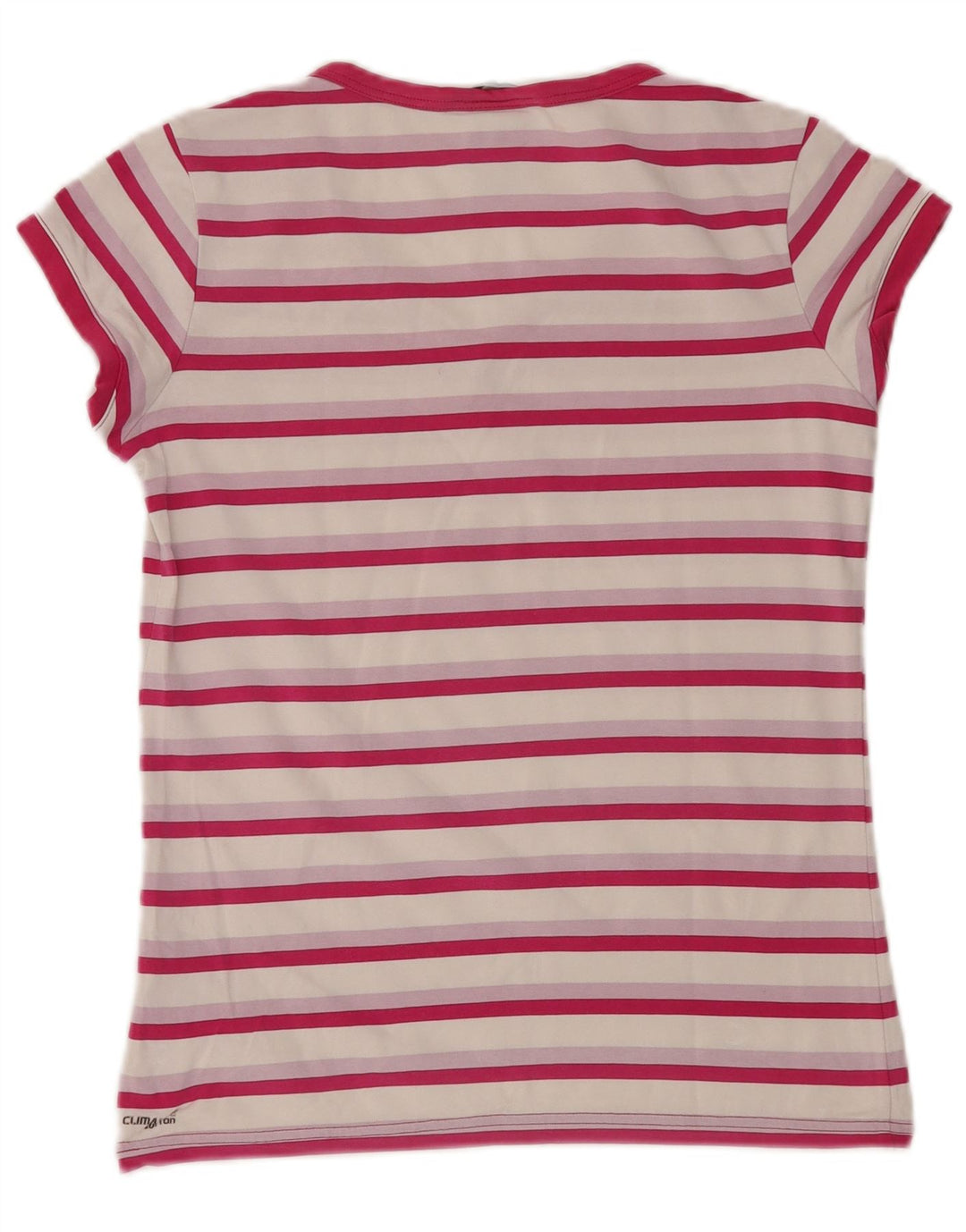 Adidas T-Shirt Femme Top UK 12 Rose Moyen Rayé