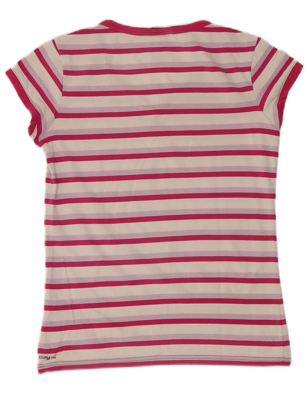 Adidas T-Shirt Femme Top UK 12 Rose Moyen Rayé