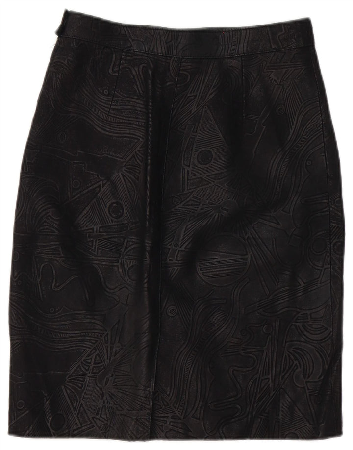 jupe en cuir femme vintage W26 Petit Noir Géométrique