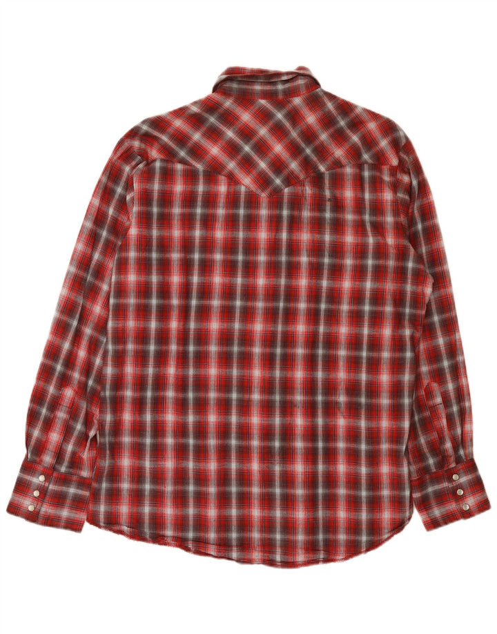 Wrangler Chemise en flanelle western pour homme en coton à grands carreaux rouges