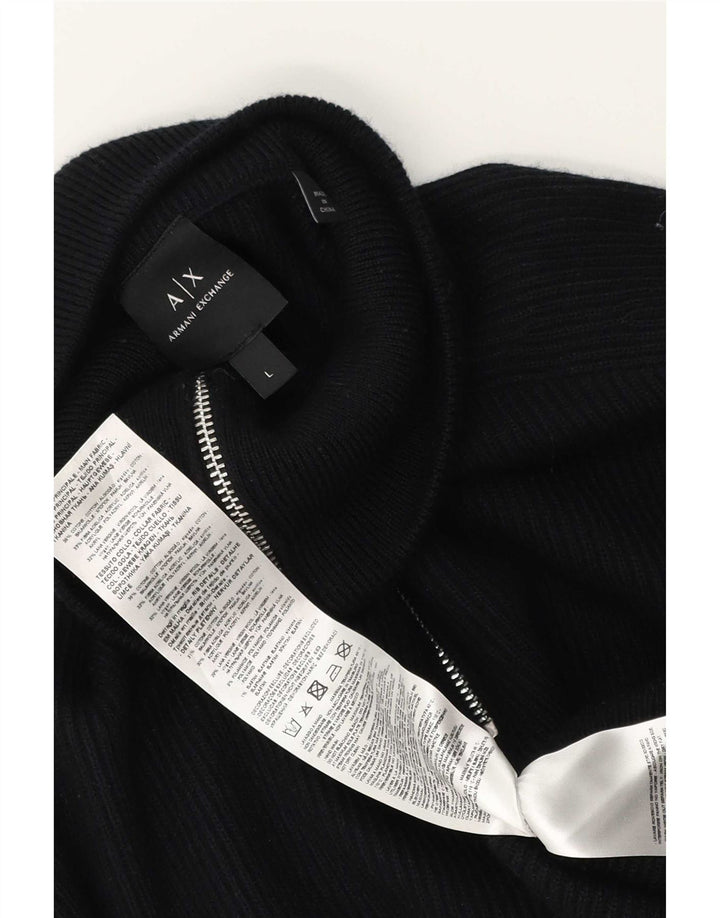 Armani Exchange Pull à col zippé pour homme en coton noir Large