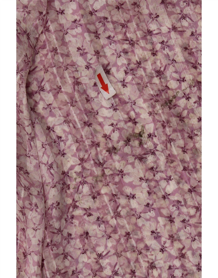 H&M Femme Chemisier à Manches Longues Top UK 46 Grand Rose Floral Polyester