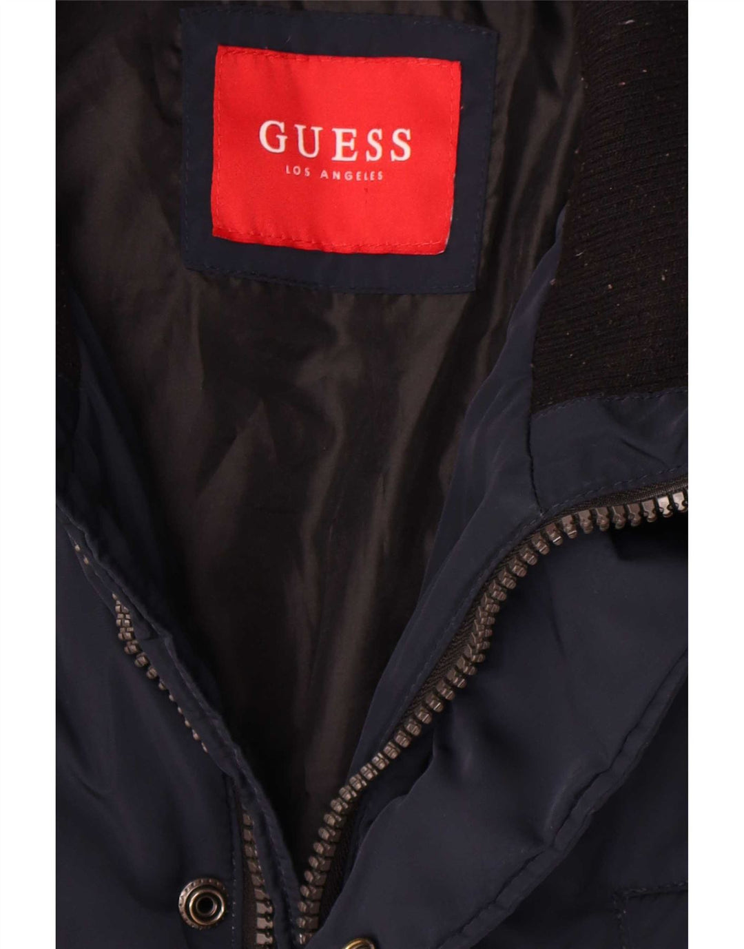 Guess Manteau rembourré pour homme UK 40 Large Bleu Marine Polyester