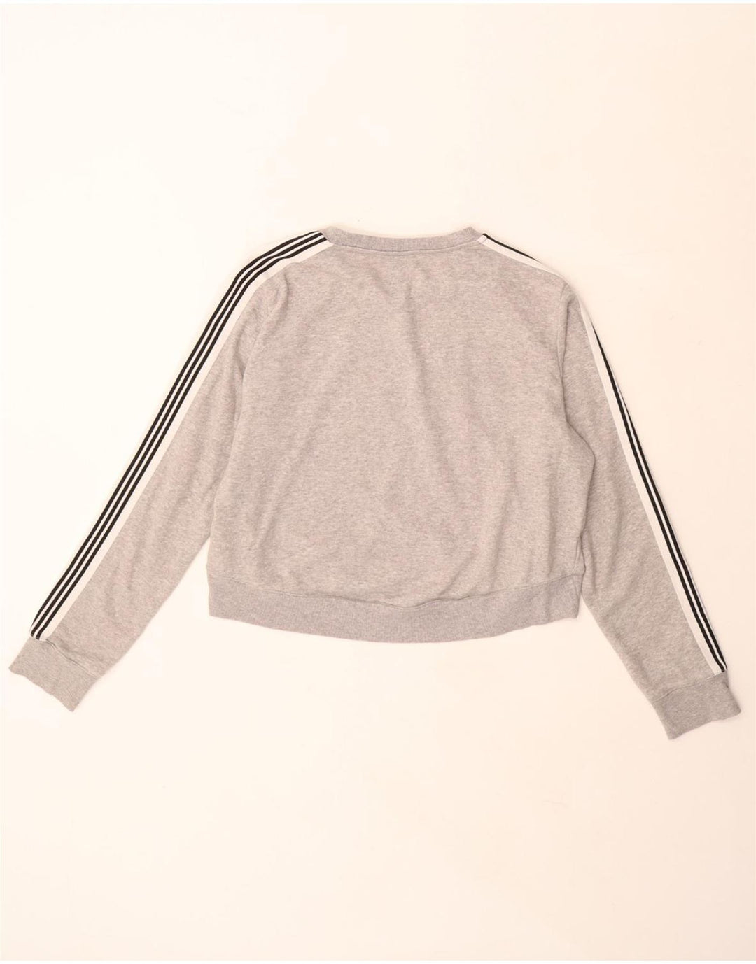 ADIDAS Sweat-shirt court pour femme UK 12/14 Gris moyen en coton moucheté