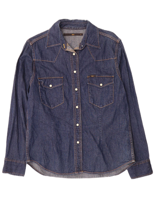 Lee Chemise en jean à manches longues pour femme, coupe régulière, UK 18 XL, bleu marine, coton
