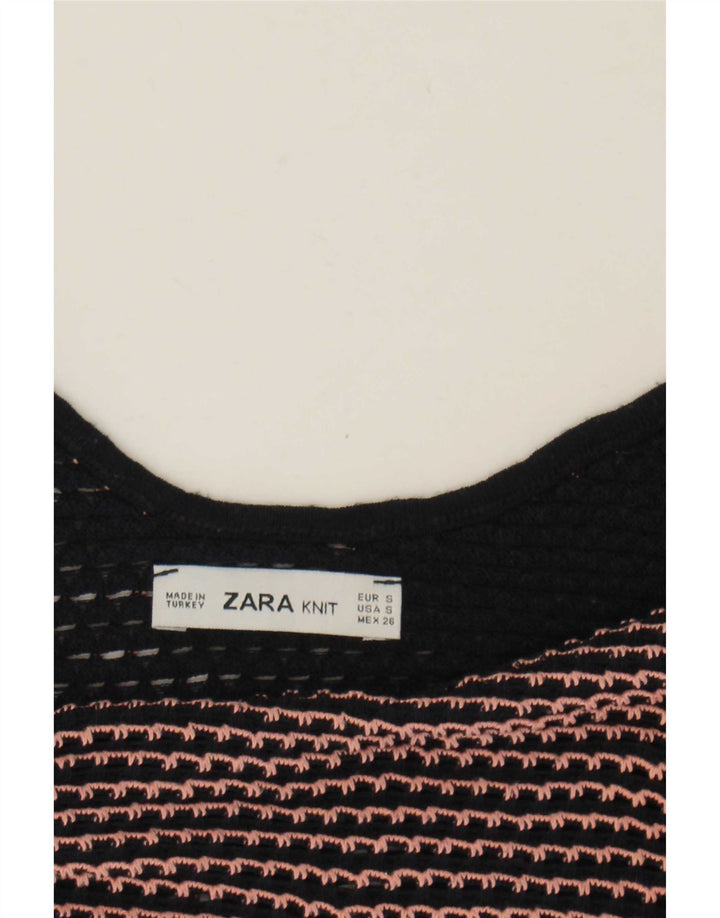 Zara Womens Crop Cami Top UK 10 Petit Bleu Marine Rayé