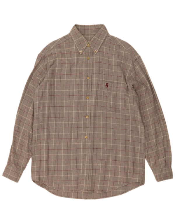 Conte of Florence Chemise en flanelle pour homme en coton à carreaux gris moyen