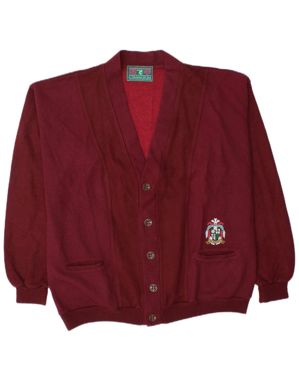 Gymnasium Cardigan coupe ample pour homme en coton bordeaux moyen