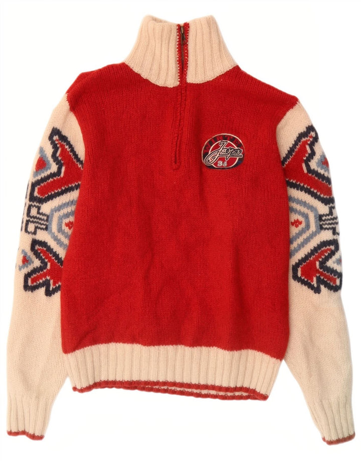 Marlboro Classics Pull à col zippé pour homme Petite laine Fair Isle rouge