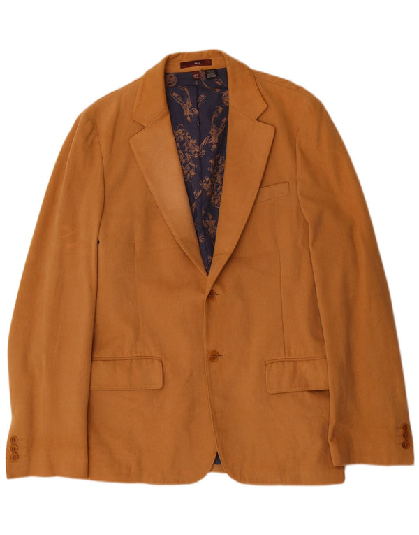 Zara Veste Blazer 2 Boutons Homme EU 48 Coton Marron Moyen