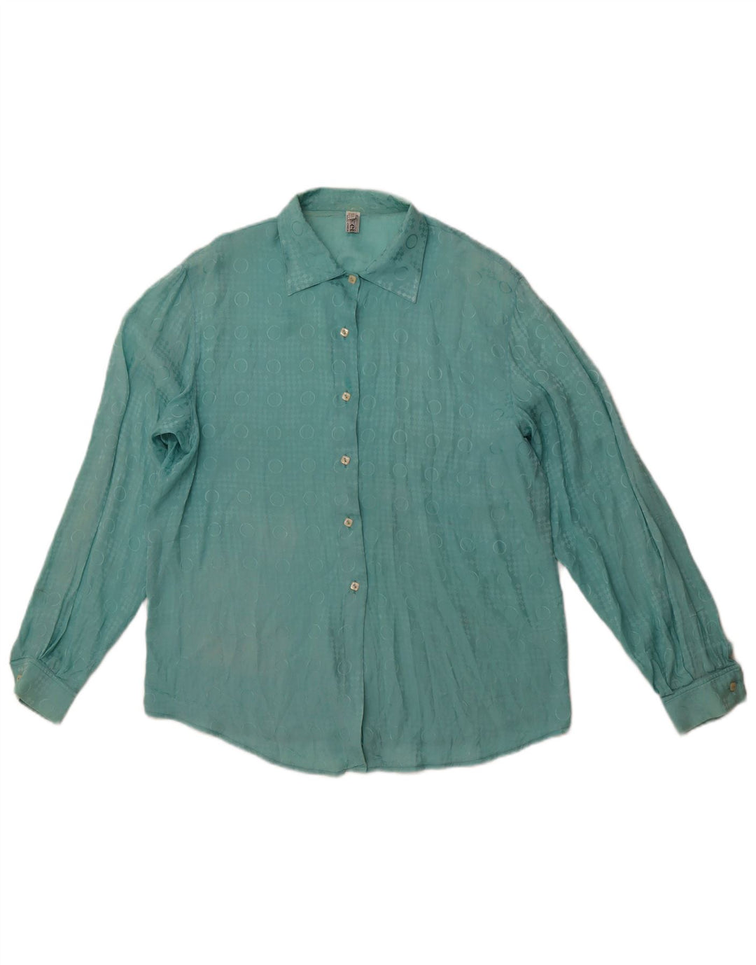 VINTAGE Chemisier Femme IT 48 XL Bleu Géométrique Acétate