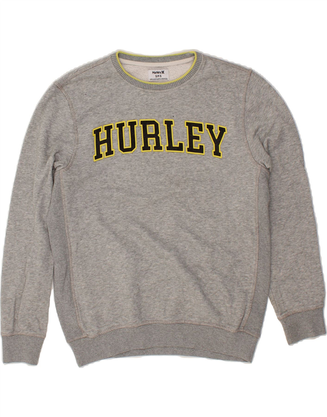 HURLEY Mens Graphic Sweatshirt Jumper Small Grey Cotton Vintage Hurley and Second-Hand Hurley from Messina Hembry 
