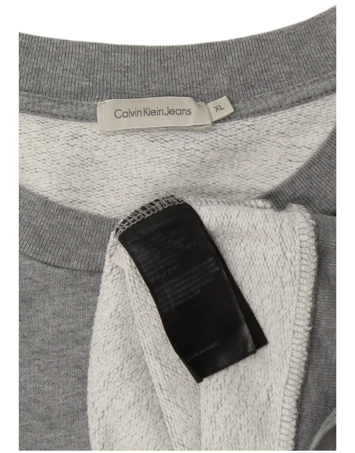 CALVIN KLEIN JEANS Sweat-Shirt Graphique Homme XL Gris Coton