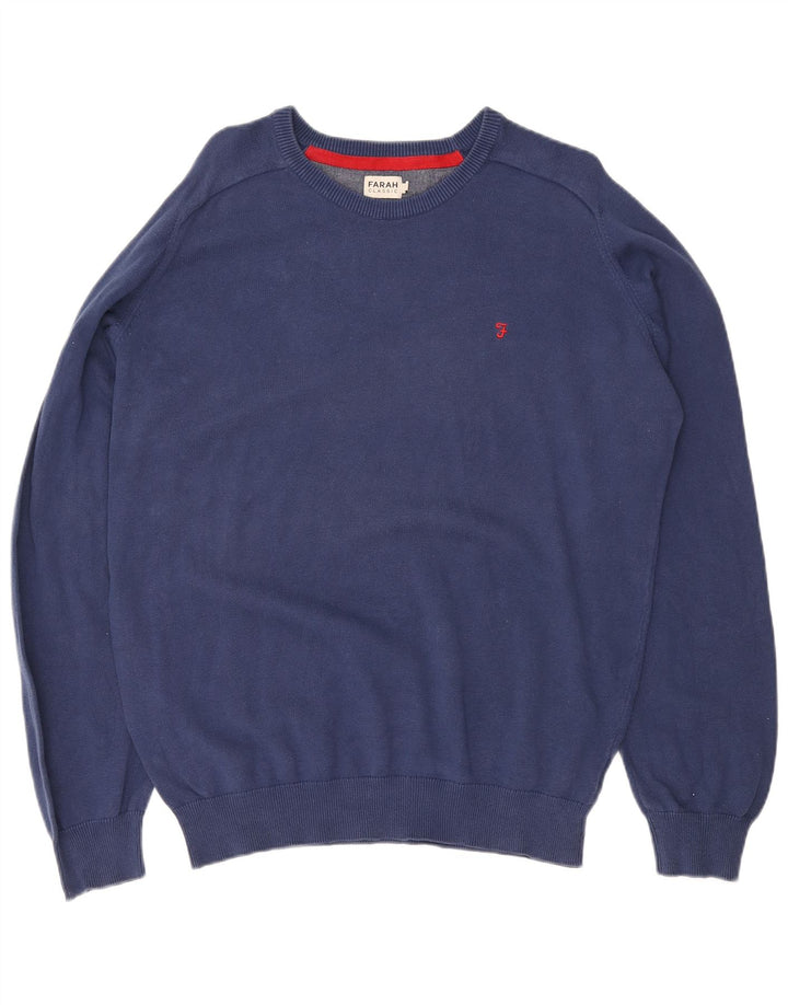 Farah Pull classique à col bateau pour homme XL en coton bleu marine
