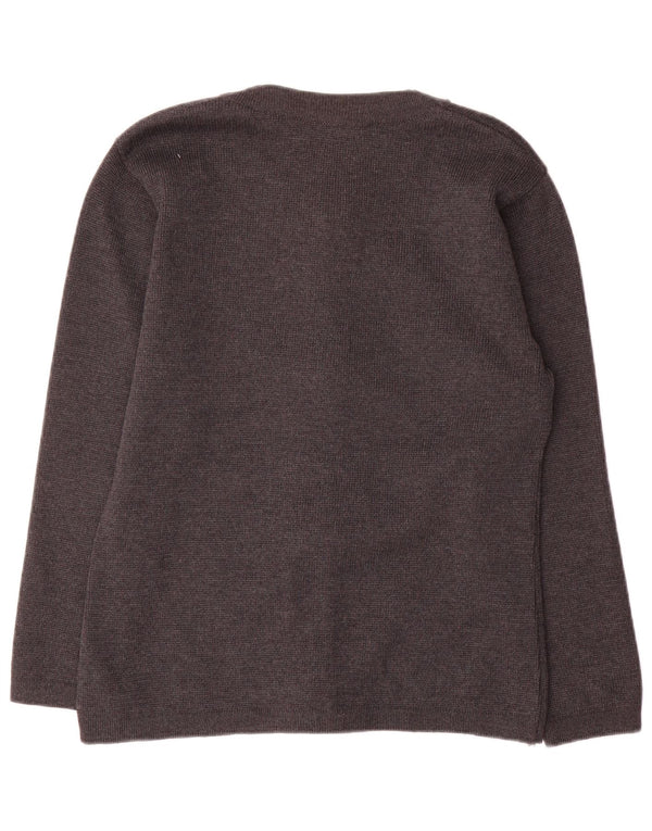 vintage Femmes Surdimensionné Cardigan Pull UK 10 Petite Laine Grise