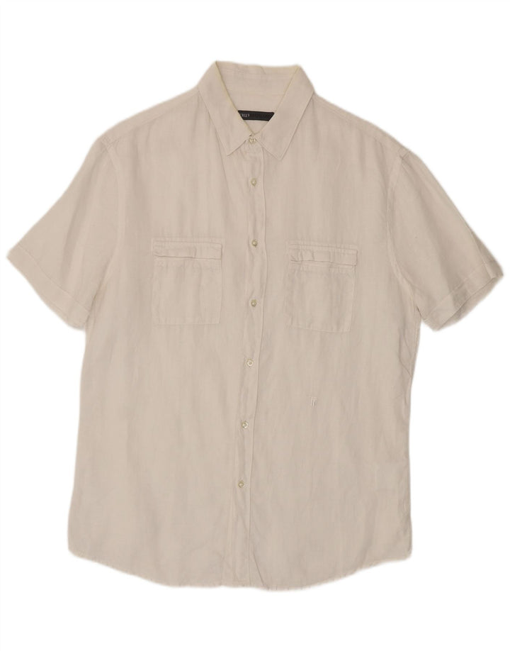 Trussardi Chemise à manches courtes homme taille 41 grand lin blanc