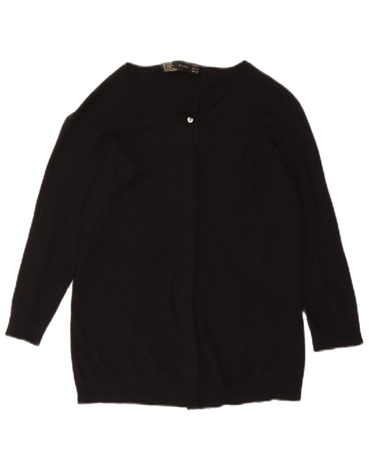Zara Cardigan Femme Pull UK 12 Rayonne Noire Moyenne
