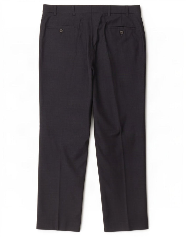 Marks & Spencer Pantalon de Costume Droit Homme W38 L31 Laine Bleu Marine