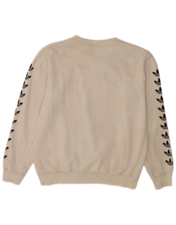 Adidas Sweat-shirt graphique pour femme UK 14 en coton blanc cassé moyen
