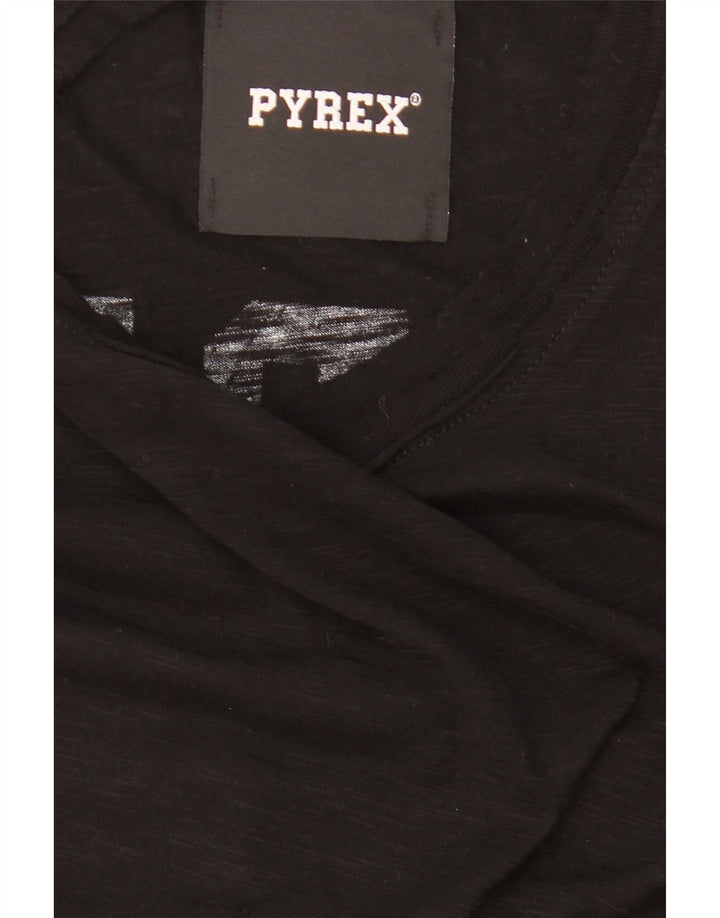 Pyrex Haut graphique pour femme à manches 3/4 UK 16 Large Noir