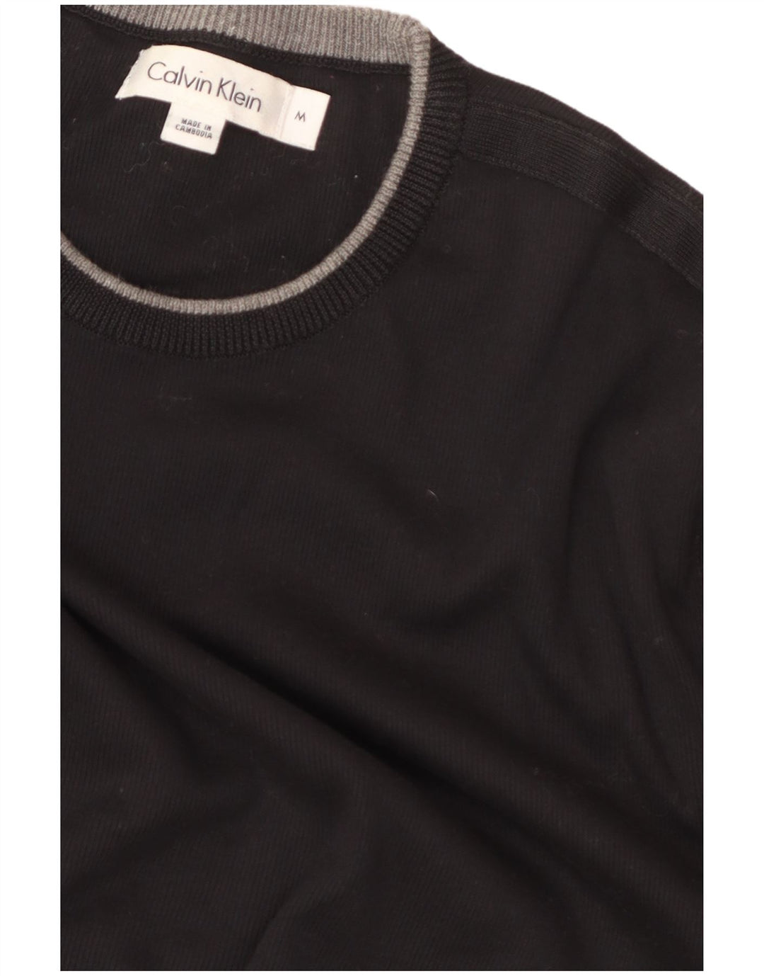 Calvin Klein Pull à col rond pour homme en coton noir moyen