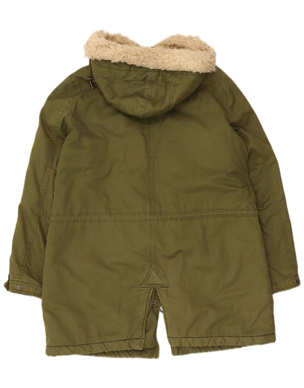 Zara Parka Sherpa à capuche pour femme UK 18 XL Kaki