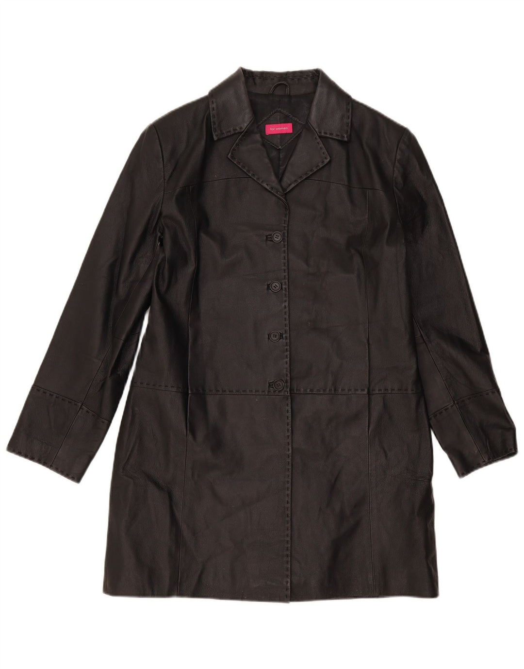 manteau en cuir femme vintage UK 16 Grand cuir noir