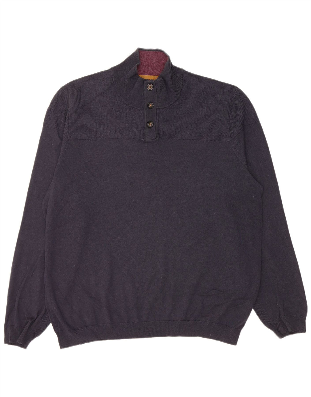 Ted Baker Pull à col boutonné pour homme Taille 6 2XL Bleu marine Laine
