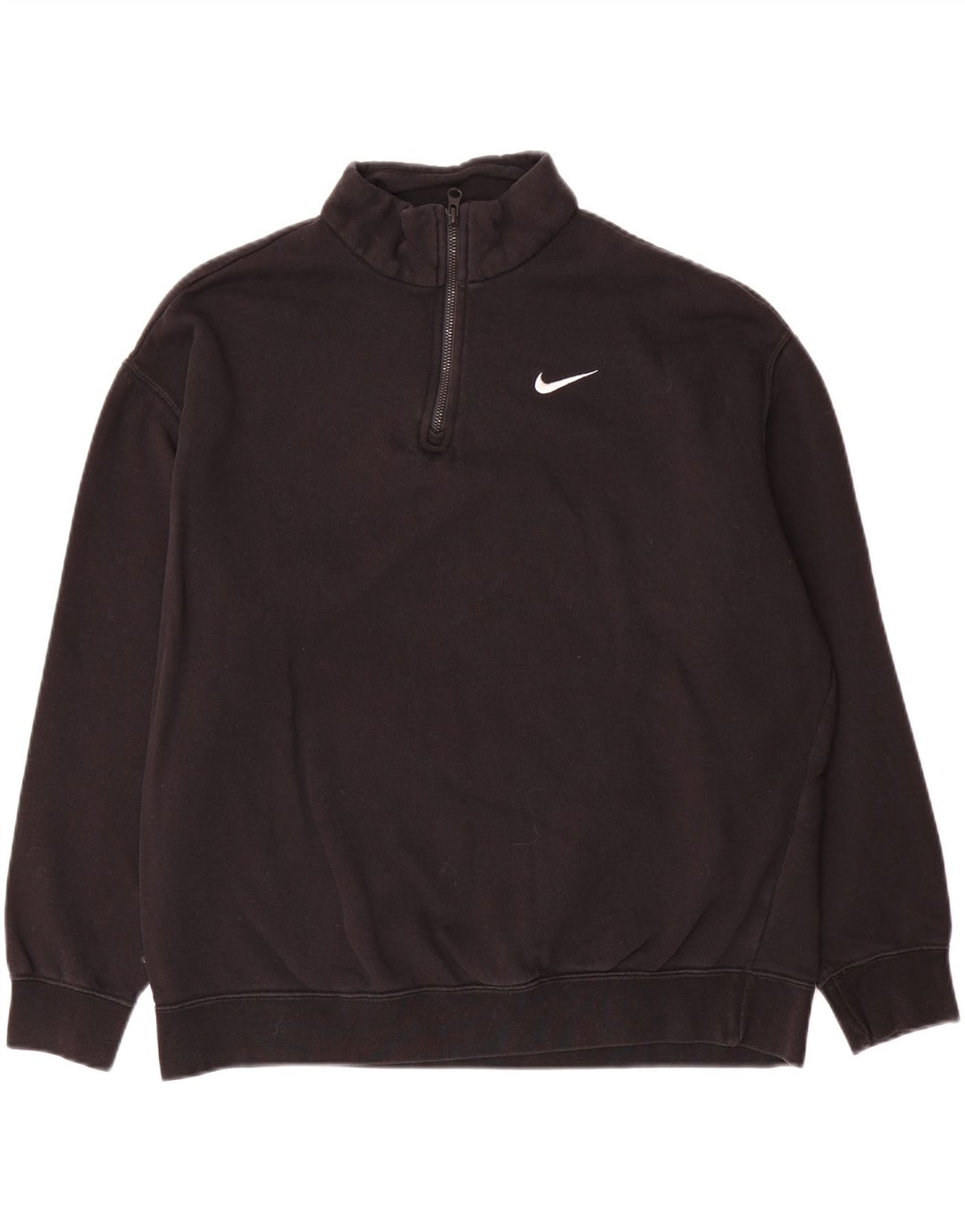 NIKE Sweat-shirt coupe ample à col zippé pour homme, petit coton noir