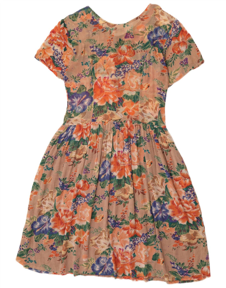 vintage Femme Robe A-Line IT 44 Moyen Multicolore Floral