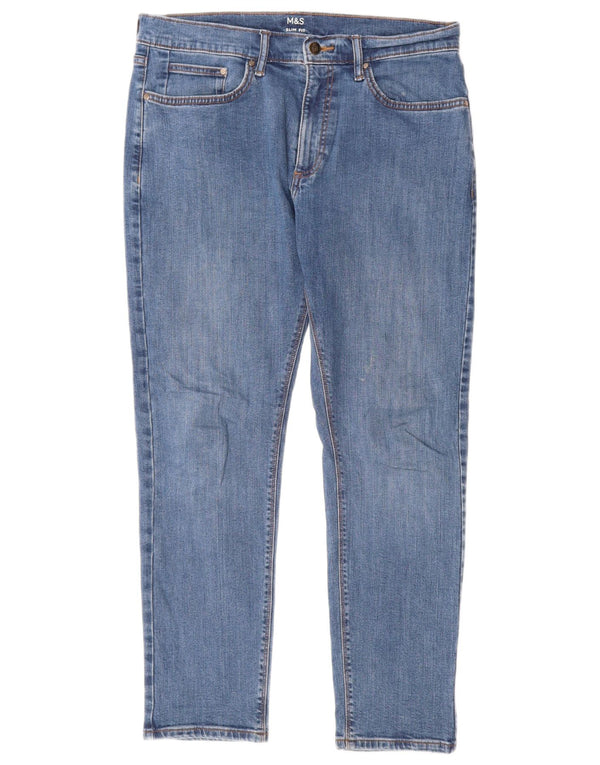Marks & Spencer Jean Slim Femme W32 L29 Bleu Coton