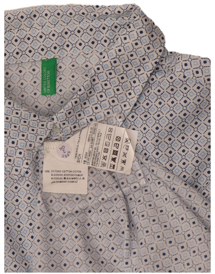 Benetton Chemise Small Bleu Géométrique Coton Femme