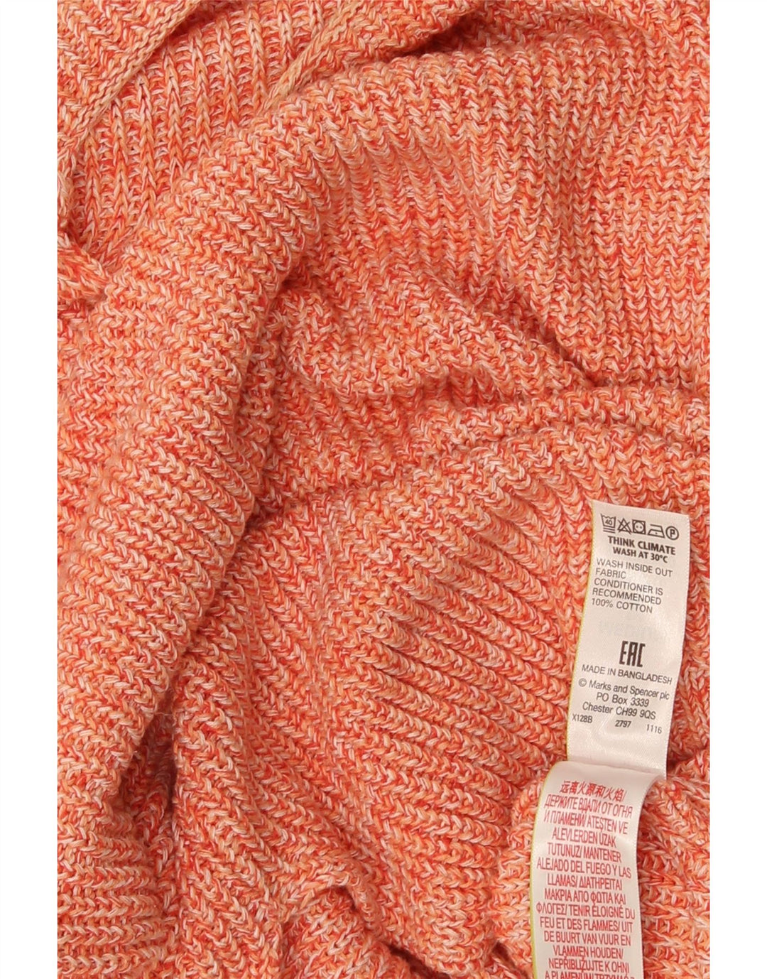 Marks & Spencer Pull col bateau pour femme UK 14 Orange moyen moucheté