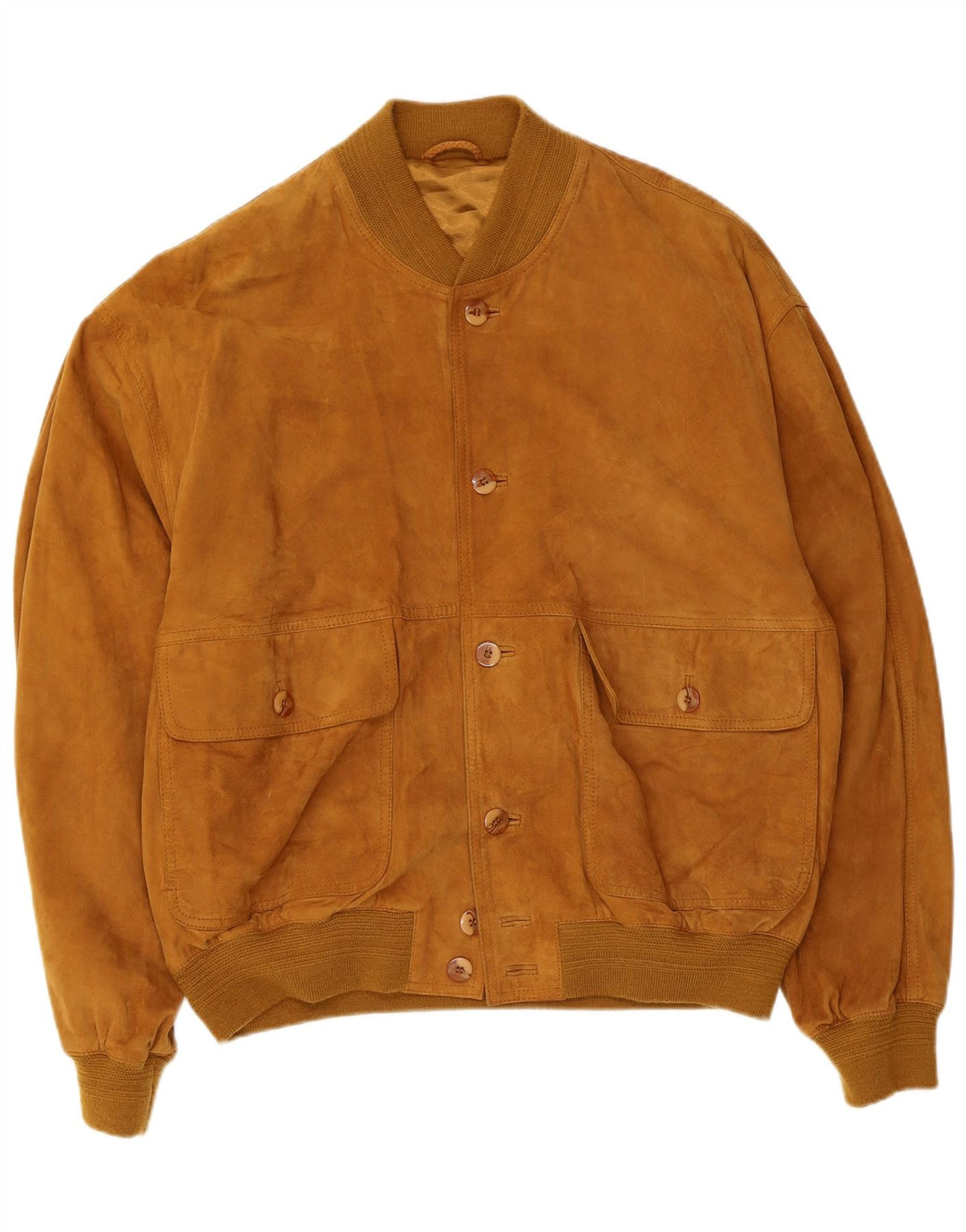 vintage Mens Suede Bomber Jacket UK 40 Grand Cuir Brun