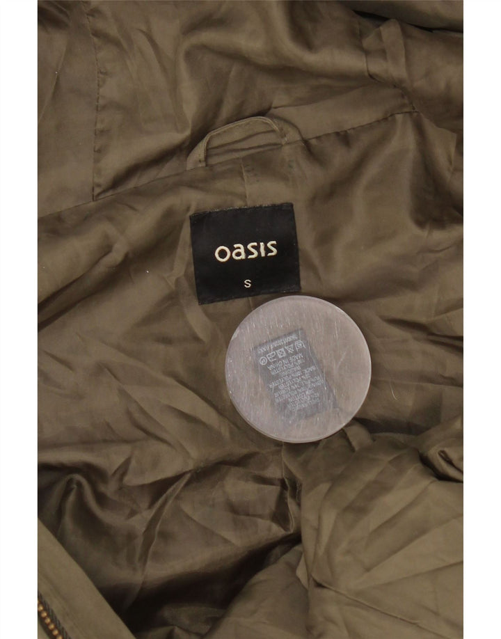 Oasis Parka à capuche pour femme UK 10 Petit Kaki Polyester