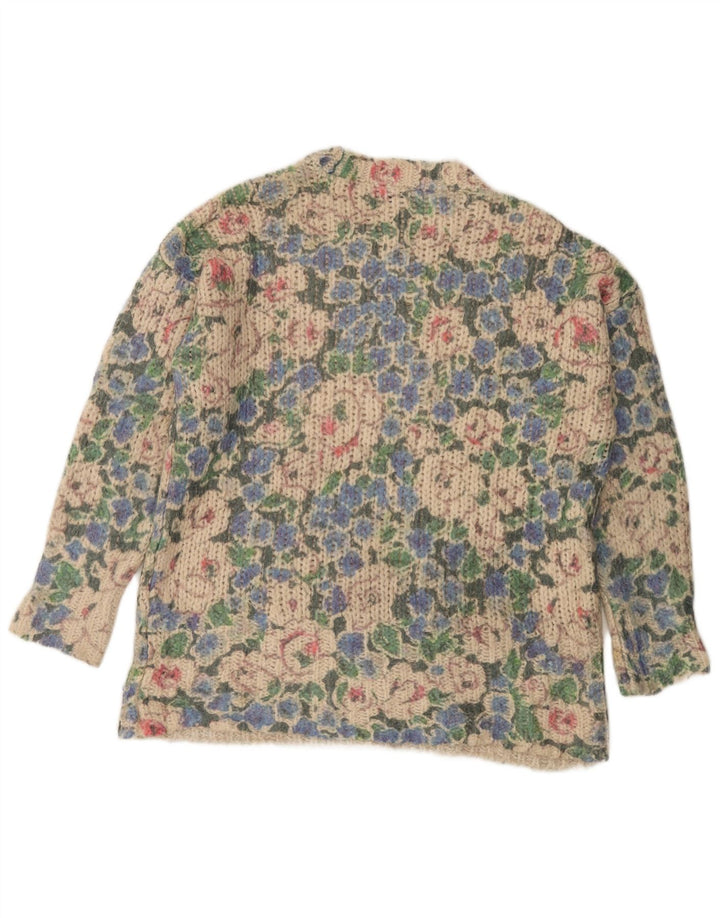 ZARA Pull à col rond pour femme UK 10 Petit motif floral multicolore