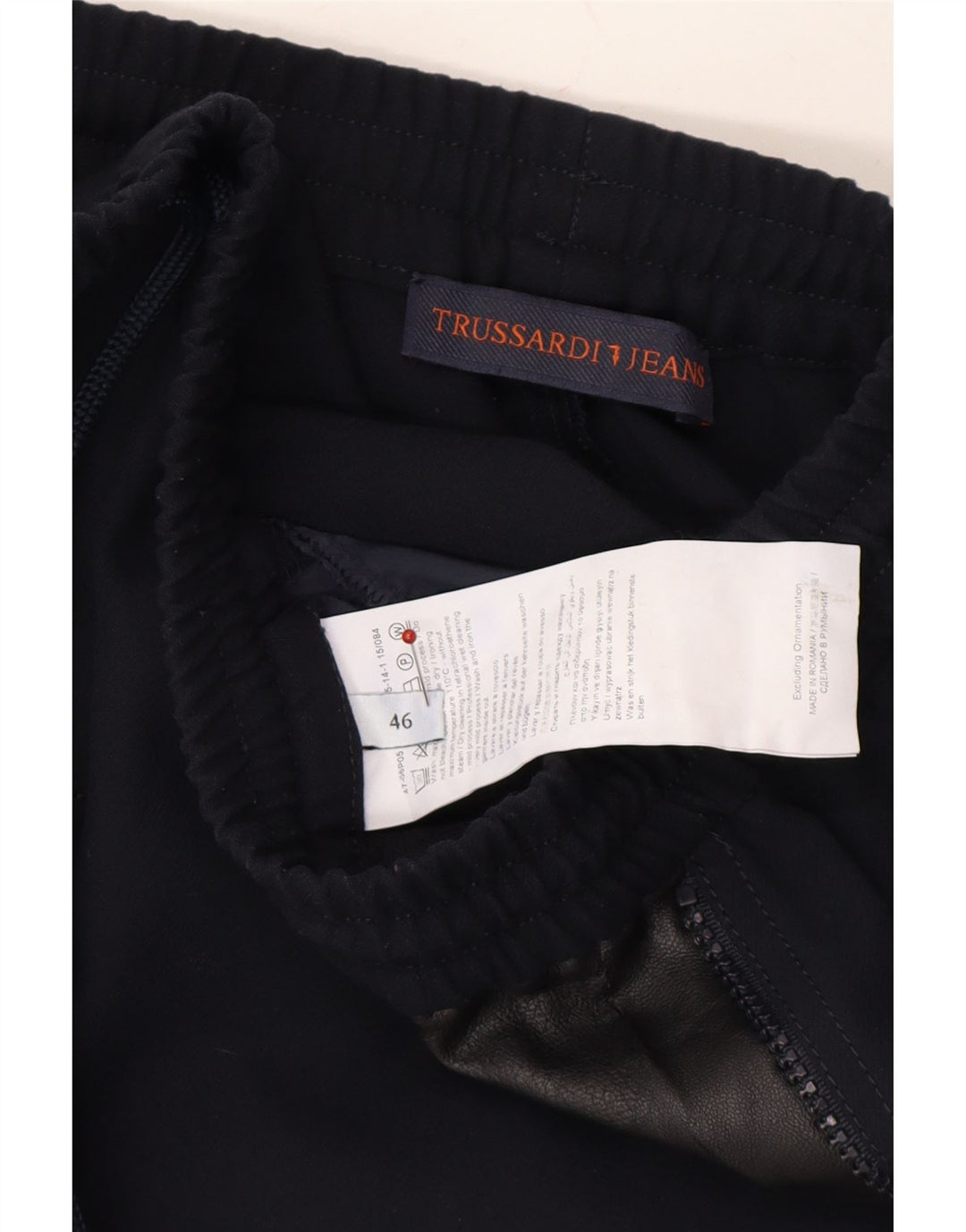 TRUSSARDI Mens Tracksuit Trousers Joggers IT 46 Small  Navy Blue Polyester Vintage Trussardi and Second-Hand Trussardi from Messina Hembry 