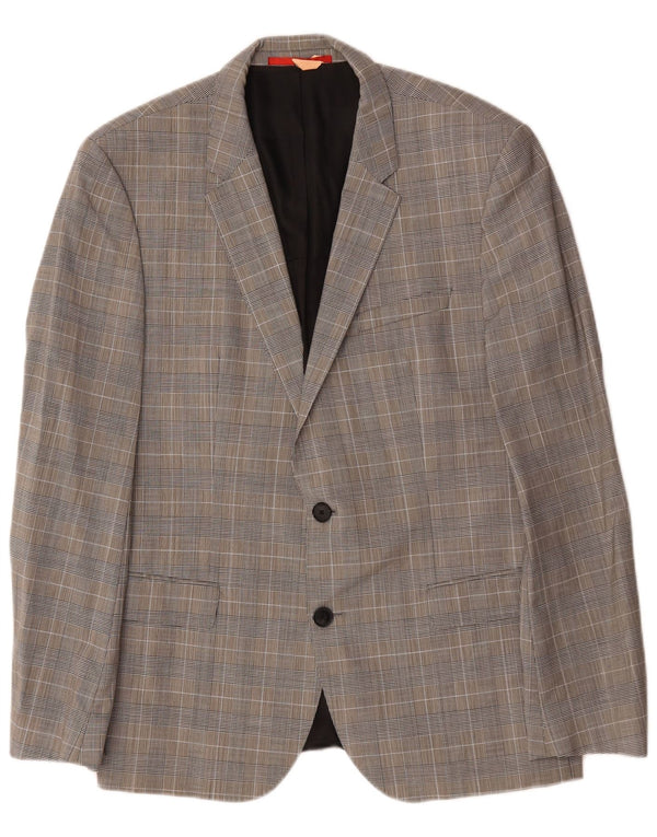 Hugo Boss Veste blazer à 2 boutons pour homme EU 52 XL en laine pied-de-poule gris