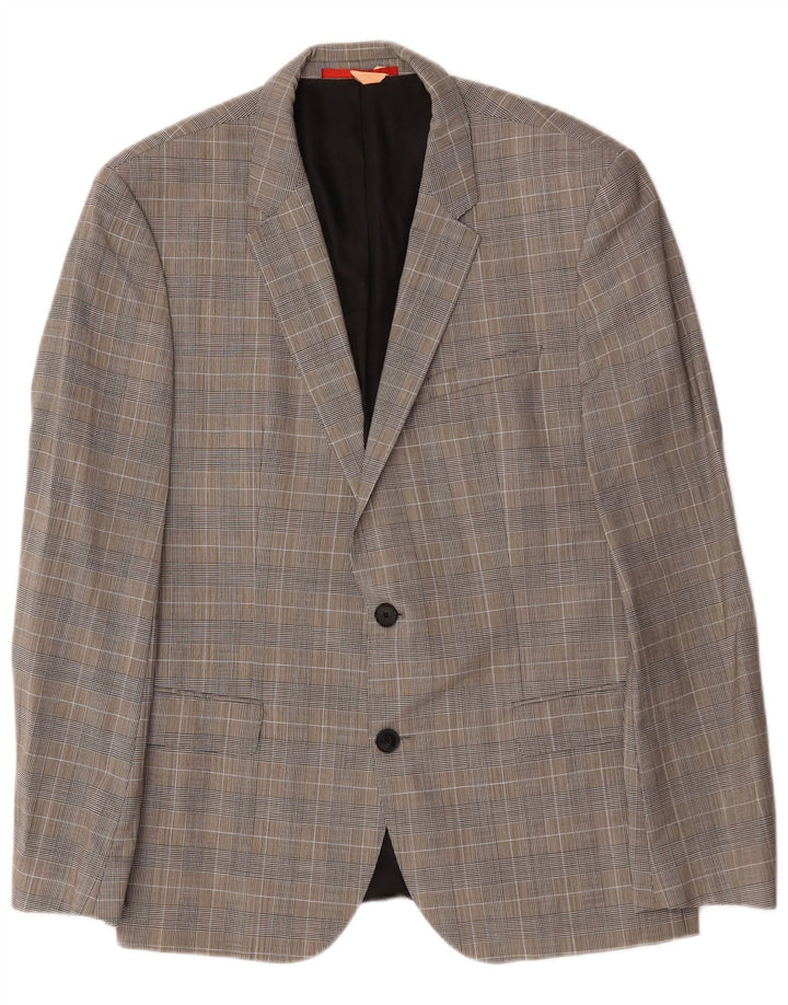 Hugo Boss Veste blazer à 2 boutons pour homme EU 52 XL en laine pied-de-poule gris