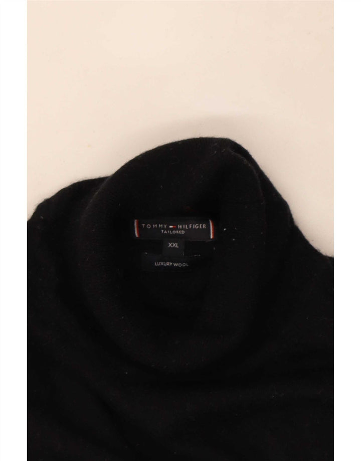 Tommy Hilfiger Pull col roulé pour homme 2XL Laine noire