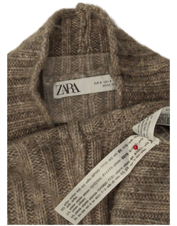 Zara Pull col roulé pour femme UK 10 Petit Gris Acrylique