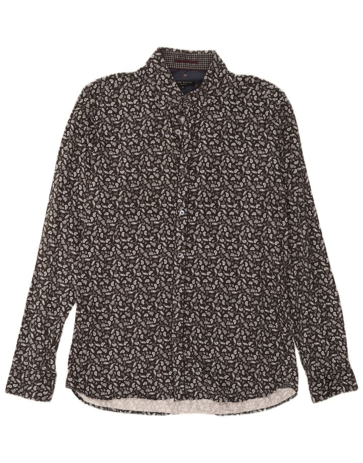 Ted Baker Chemise Homme Taille 4 Grand Gris Paisley Coton