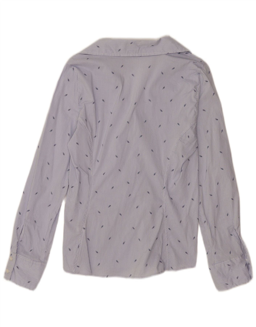 Zara Chemise Femme UK 12 Coton Bleu Moyen À Fines Rayures
