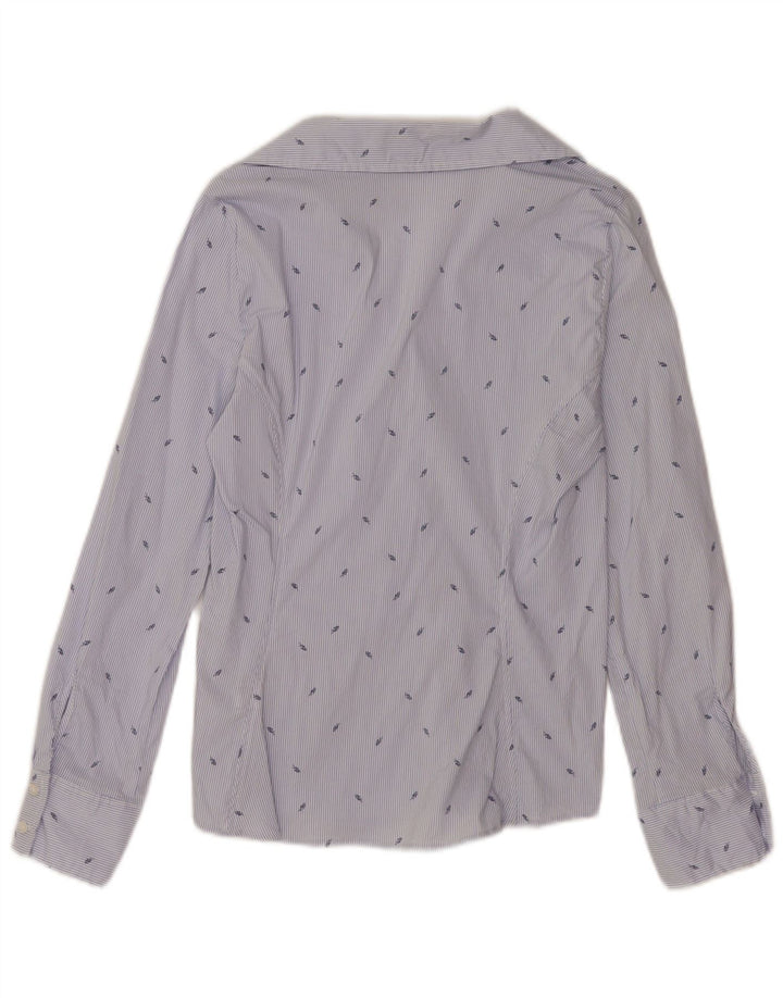Zara Chemise Femme UK 12 Coton Bleu Moyen À Fines Rayures