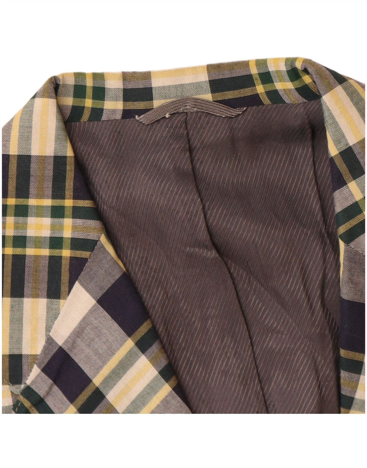 vintage Mens 2 Bouton Blazer Veste Petit Bleu Marine Check