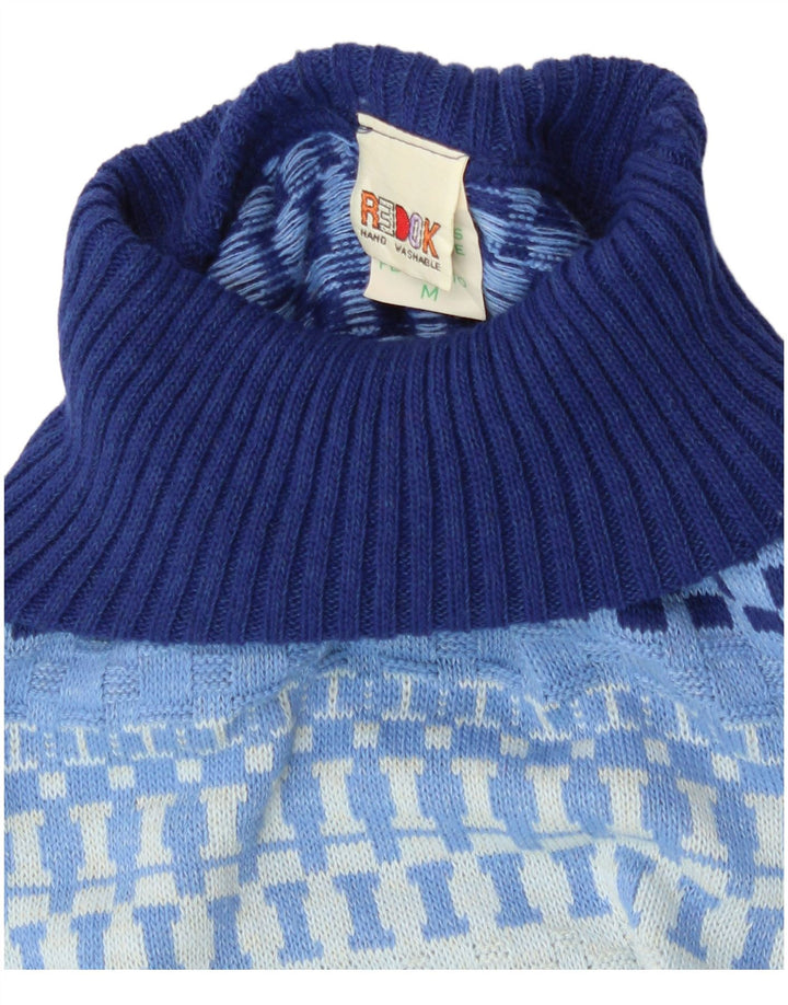 Redok Débardeur court à col roulé pour femme UK 12 Bleu moyen géométrique