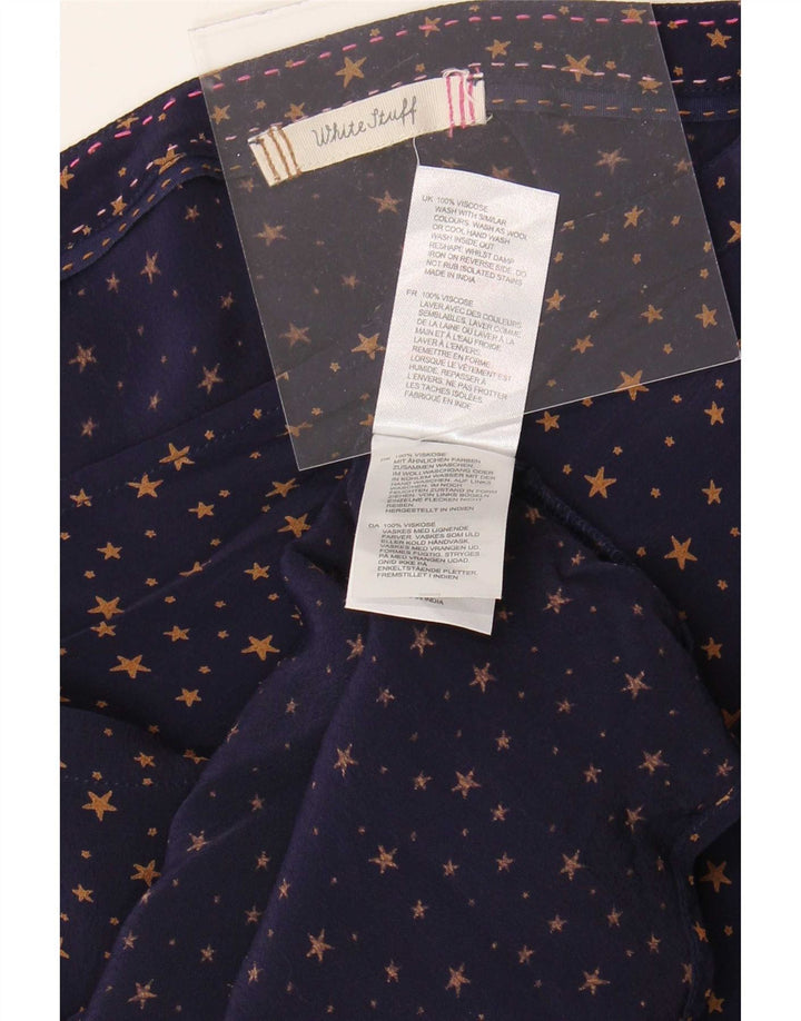 Chemisier chemise à motif abstrait White Stuff pour femme UK 18 XL Bleu marine Viscose