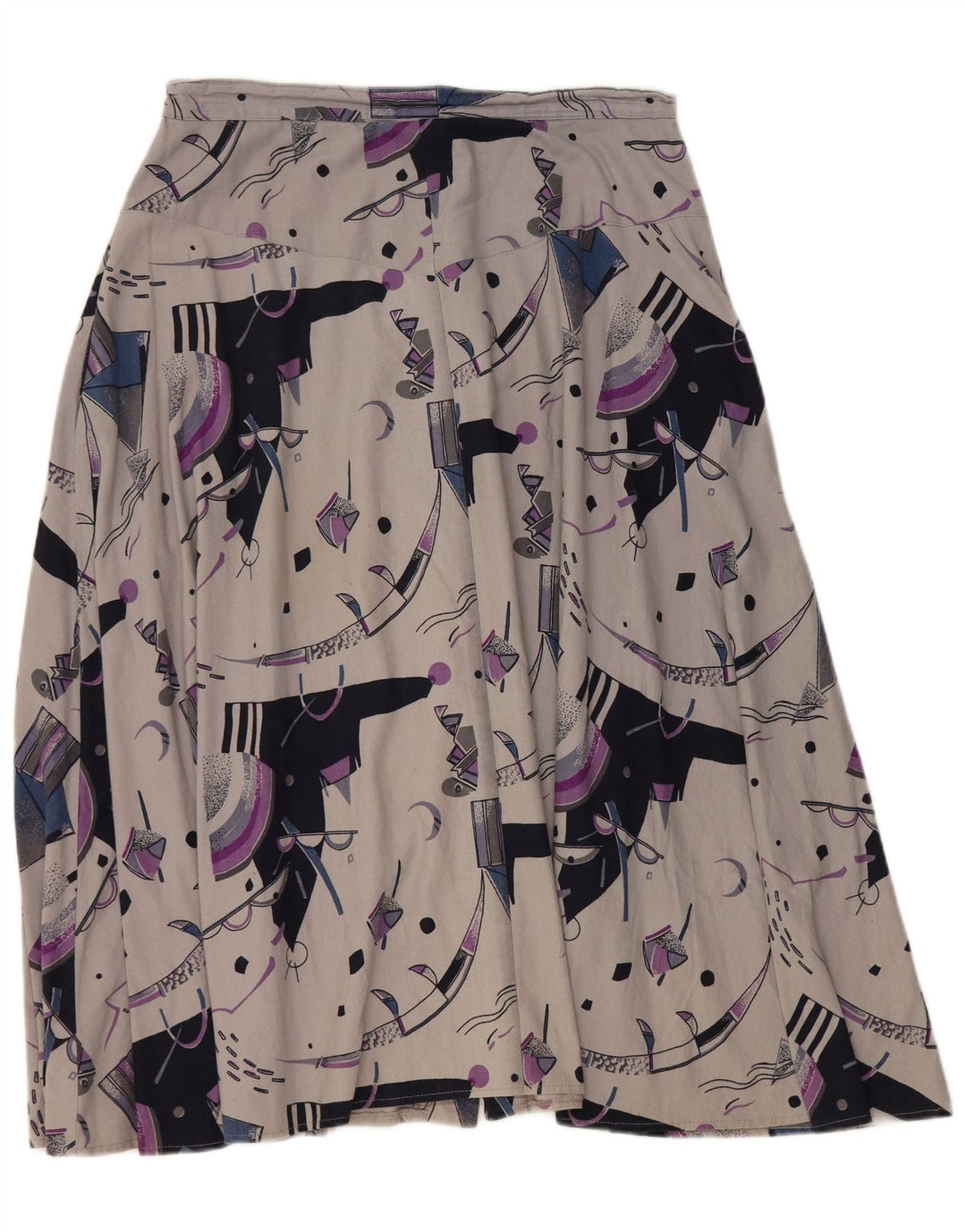 VINTAGE Femmes Taille Haute A-Line Jupe W32 Grand Gris Géométrique