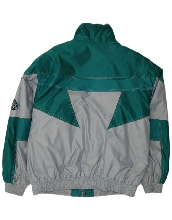 vintage Mens Graphic Ski Jacket EU 48 Medium Green Colourblock Polyamide