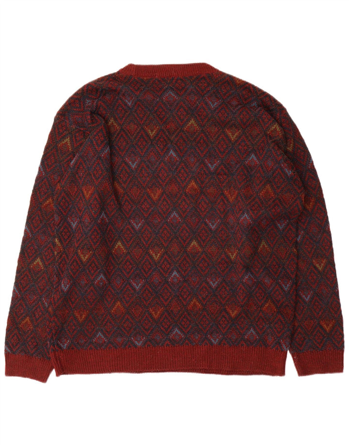Marks & Spencer Pull à col rond pour homme en acrylique géométrique rouge